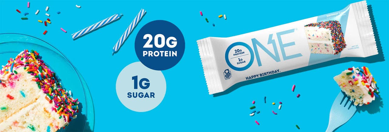 one bars birthday cake flavored protein bar nutritional highlights