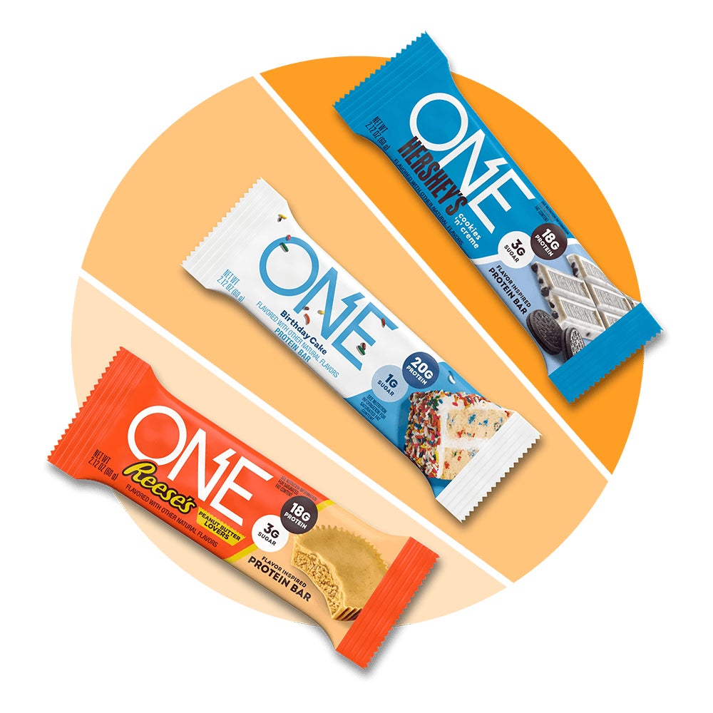 assortment of one brands flavored protein bars for prime day