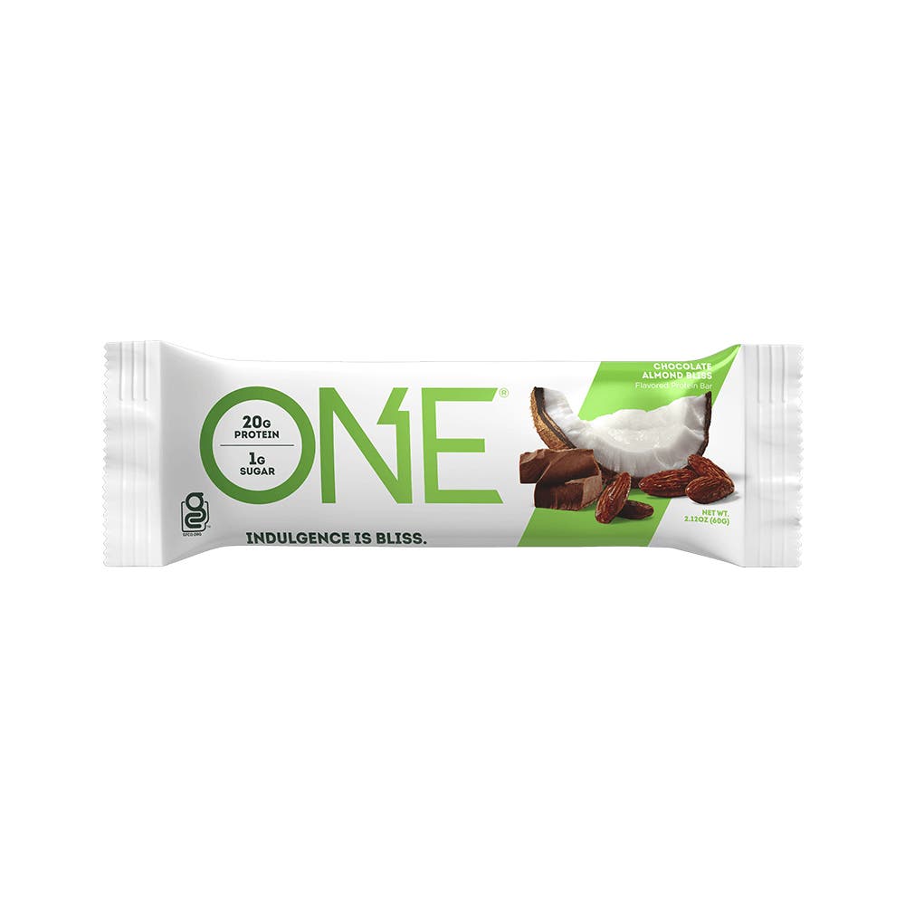 ONE BARS Chocolate Almond Bliss Flavored Protein Bar, 2.12 oz - Front of Package